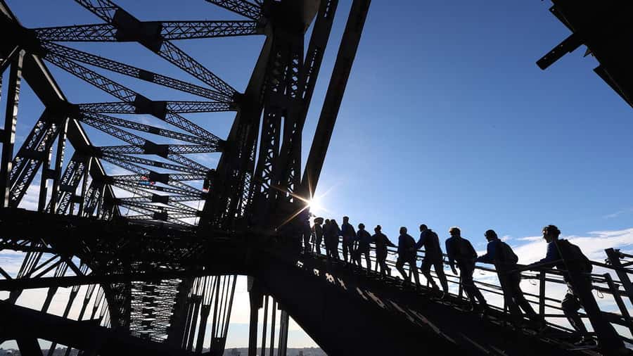 Sydney: BridgeClimb Summit Insider - Entering the Sydney Harbour Bridge lower arch