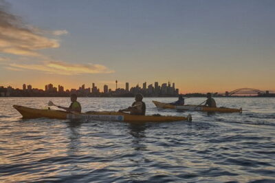 Sydney Harbour Sunset Dinner Paddle - Paddling across Rose Bay to Milk Beach