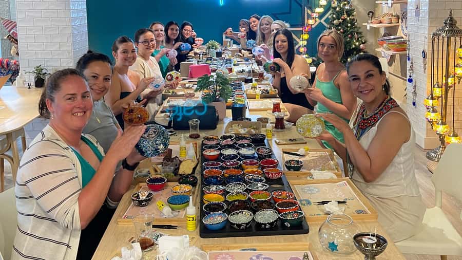 Sydney: Mosaic Art Classes - Turkish Lamp Workshop - The best part of the vibe: Turkish tea and shortbread cookies